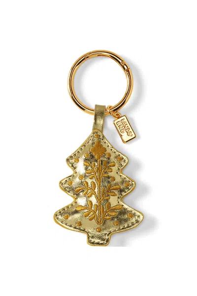 Lands' End Metallic Embroidered Tree Bag Charm In Yellow