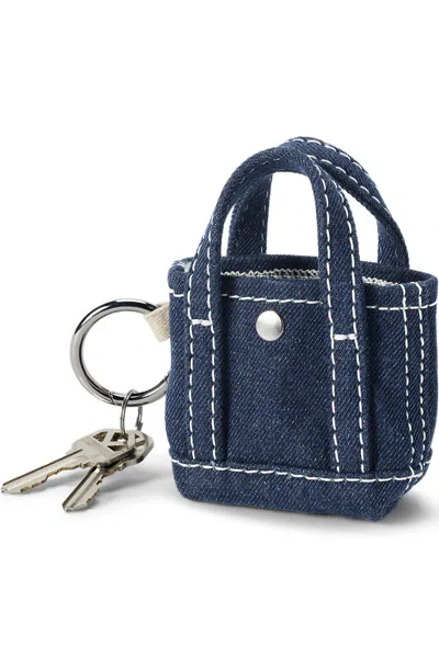 Lands' End Micro Denim Tote Charm In Blue