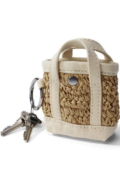 Lands' End Micro Raffia Tote Charm In Neutral