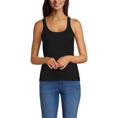 Lands' End Micro Rib Go-to Layering Tank In Black
