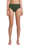 Lands' End Chlorine Resistant Mid Rise Classic Bikini Bottoms In Rich Olive Green