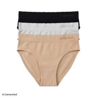 Lands' End Mid Rise Bikini Brief Soft Fit Seamless 3 Pack Panties In Multi