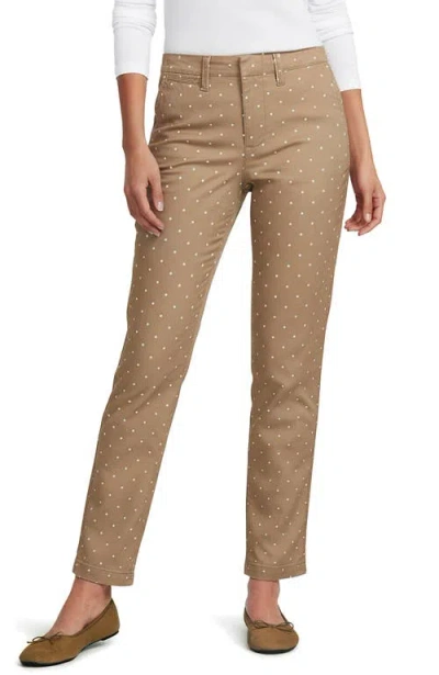 Lands' End Mid Rise Classic Straight Leg Chino Ankle Pants In Brown