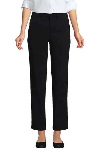 Lands' End Mid Rise Classic Straight Leg Chino Ankle Pants In Black