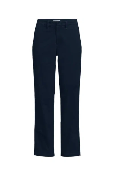 Lands' End Mid Rise Classic Straight Leg Chino Ankle Pants In Blue