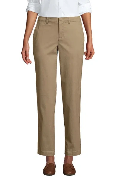Lands' End Mid Rise Classic Straight Leg Chino Ankle Pants In Desert Tan