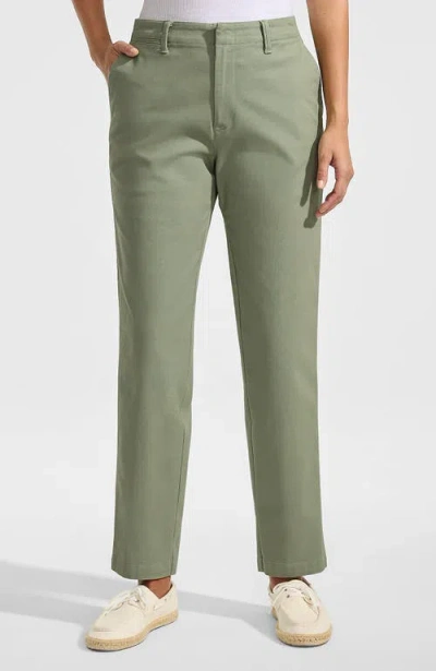Lands' End Mid Rise Classic Straight Leg Chino Ankle Pants In Green