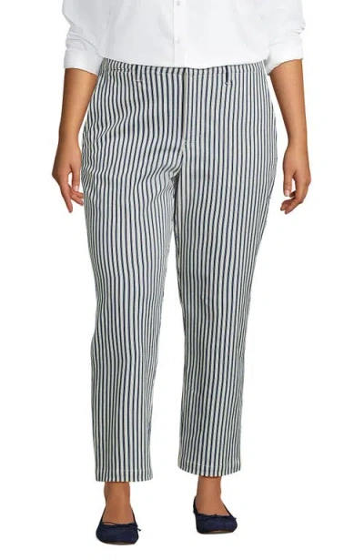 Lands' End Plus Size Mid Rise Classic Straight Leg Chino Ankle Pants In Green