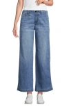 Lands' End Mid Rise Denim Wide Leg Ankle Jeans In Beau Blue