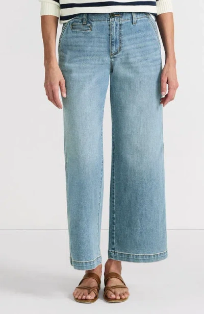 Lands' End Mid Rise Denim Wide Leg Ankle Jeans In Breeze Blue Wash