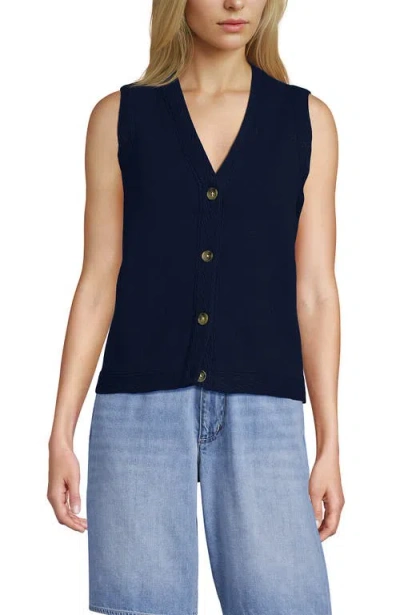 Lands' End Milano Sweater Vest In Blue