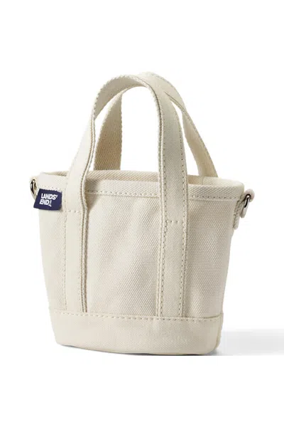 Lands' End Mini Natural Open Top Canvas Tote Bag In Ivory