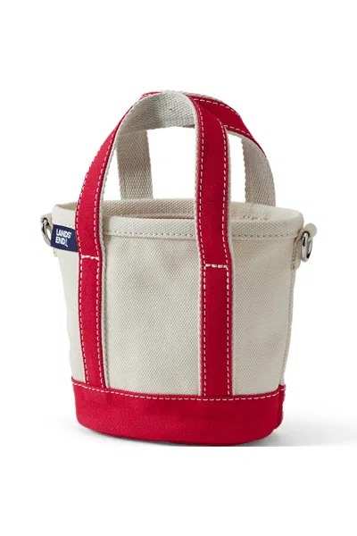 Lands' End Mini Natural Open Top Canvas Tote Bag In Red