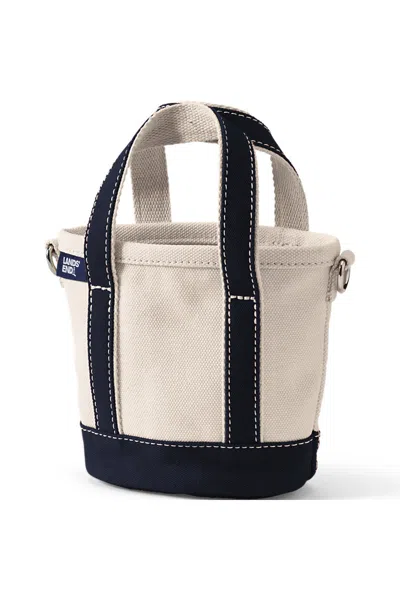 Lands' End Mini Natural Open Top Canvas Tote Bag In White