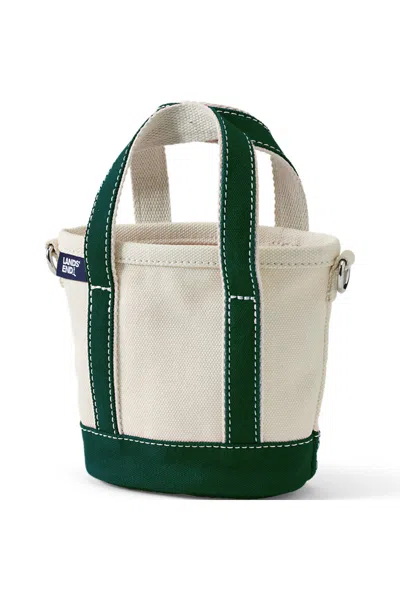 Lands' End Mini Natural Open Top Canvas Tote Bag In White
