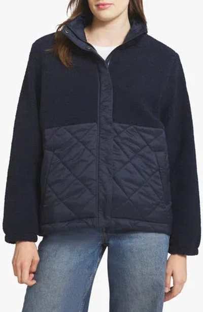 Lands' End Mixed Media Fleece Jacket In Blue