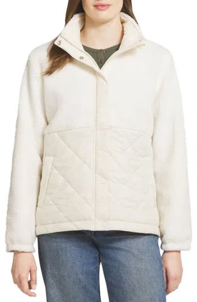 Lands' End Mixed Media Fleece Jacket In White