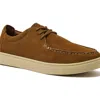 Lands' End Moc Toe Suede Lace Up Sneakers In Tuscan Brown