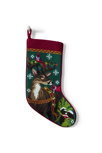 Lands' End Needlepoint Personalized Christmas Stocking In Multi