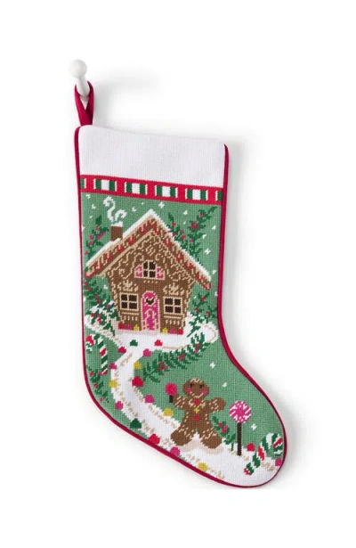 Lands' End Needlepoint Personalized Christmas Stocking In Brown