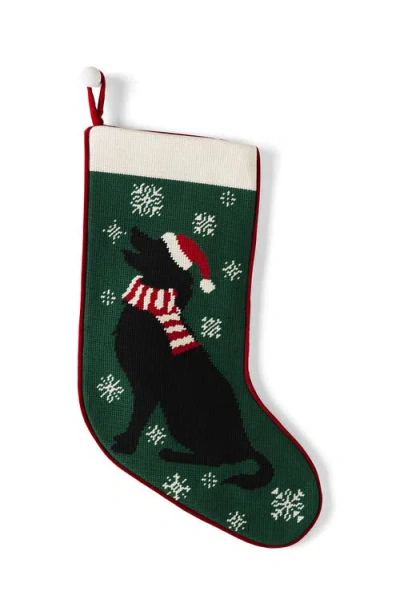 Lands' End Needlepoint Personalized Christmas Stocking In Green