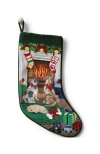 Lands' End Needlepoint Personalized Christmas Stocking In Merry Dog