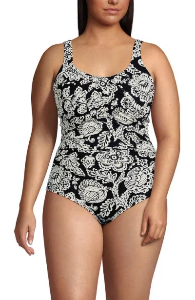 Lands' End New Slendersuit Carmela Underwire One Piece Swimsuit In Black