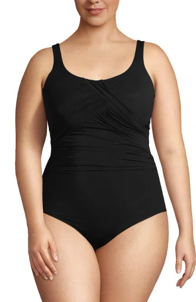 Lands' End New Slendersuit Carmela Underwire One Piece Swimsuit In Black