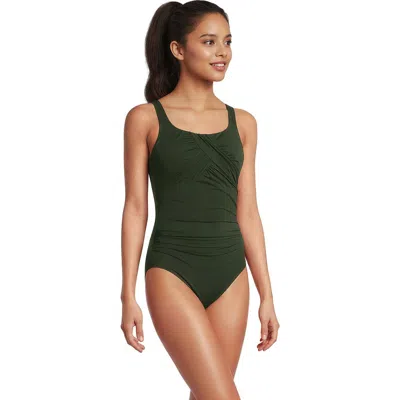 Lands' End New Slendersuit Carmela Underwire One Piece Swimsuit In Green