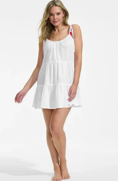 Lands' End New Tiered Cover Up Mini Dress In White