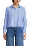 Lands' End No Iron Boxy Cropped Shirt In Blue