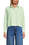 Lands' End No Iron Boxy Cropped Shirt In Green
