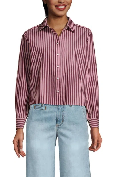 Lands' End No Iron Boxy Cropped Shirt In Red