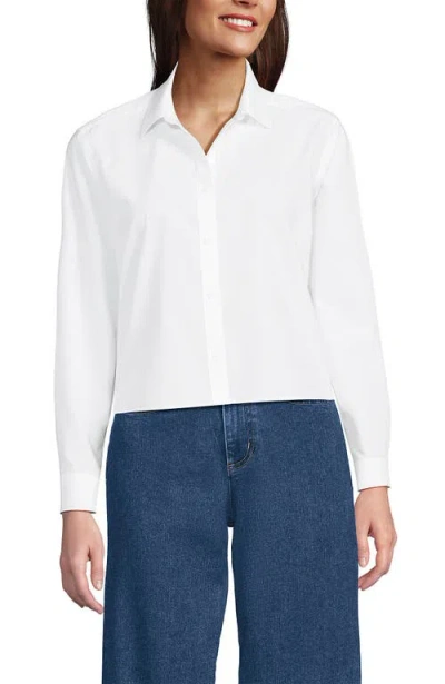LANDS' END LANDS' END NO IRON BOXY CROPPED SHIRT