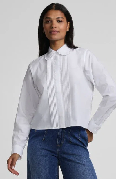 Lands' End No Iron Boxy Cropped Shirt In White