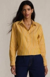 Lands' End No Iron Boxy Cropped Shirt In Yellow