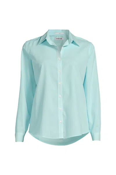 Lands' End No Iron Button Front Shirt In Green