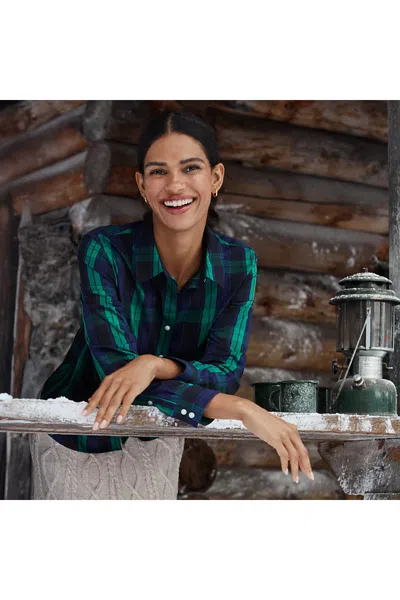 Lands' End No Iron Button Front Shirt In Green