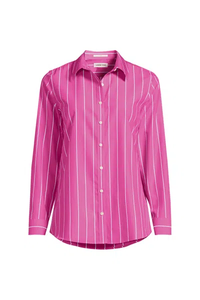 Lands' End No Iron Button Front Shirt In Multi