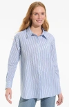 Lands' End No Iron Oversized Poplin Extra Long Tunic In Blue