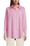 Lands' End No Iron Oversized Poplin Extra Long Tunic In Pink