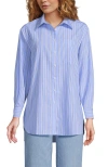 Lands' End No Iron Oversized Poplin Extra Long Tunic In Blue