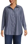 Lands' End No Iron Oversized Poplin Extra Long Tunic In Blue