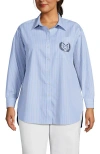 Lands' End No Iron Oversized Poplin Extra Long Tunic In Blue