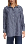 Lands' End No Iron Oversized Poplin Extra Long Tunic In Blue