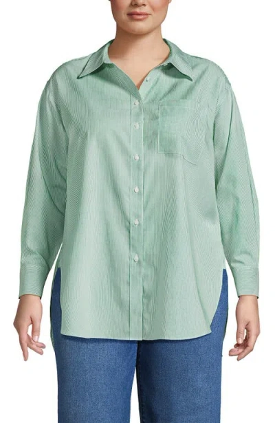 Lands' End No Iron Oversized Poplin Extra Long Tunic In Multi