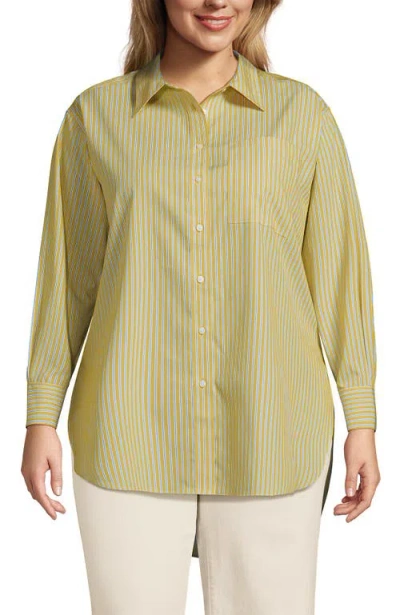 Lands' End No Iron Oversized Poplin Extra Long Tunic In Neutral