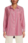 Lands' End No Iron Oversized Poplin Extra Long Tunic In Red