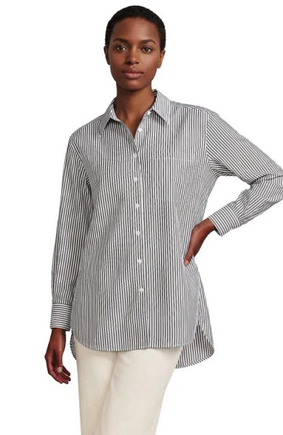 Lands' End No Iron Oversized Poplin Extra Long Tunic In Gray