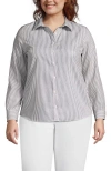 Lands' End No Iron Supima Cotton Long Sleeve Shirt In Gray